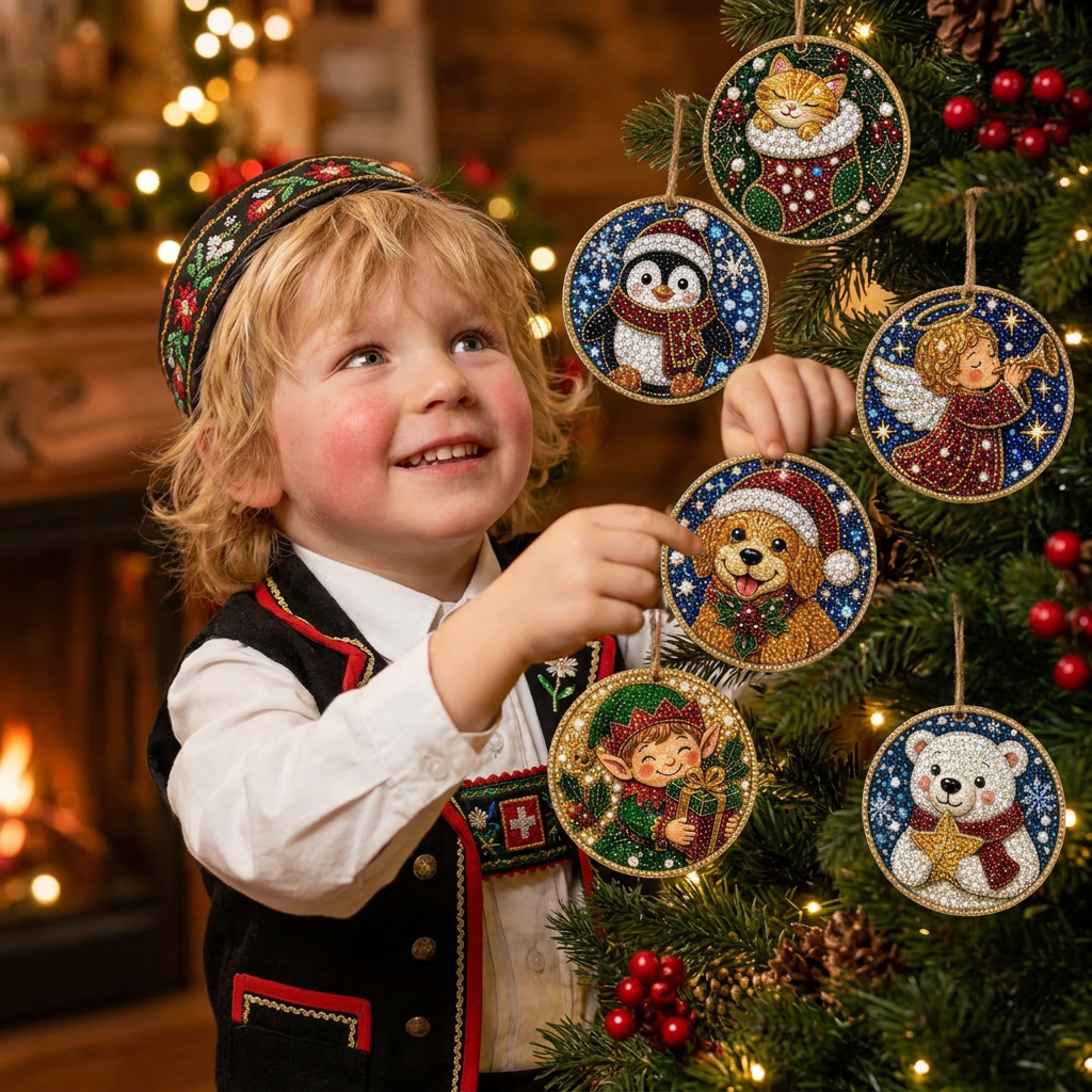 DIY-Weihnachts-Holzanhänger-Diamond-Painting-Set