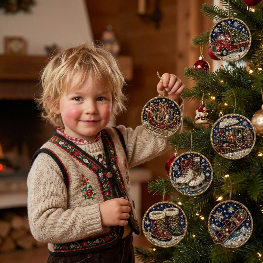 DIY-Weihnachts-Holzanhänger-Diamond-Painting-Set