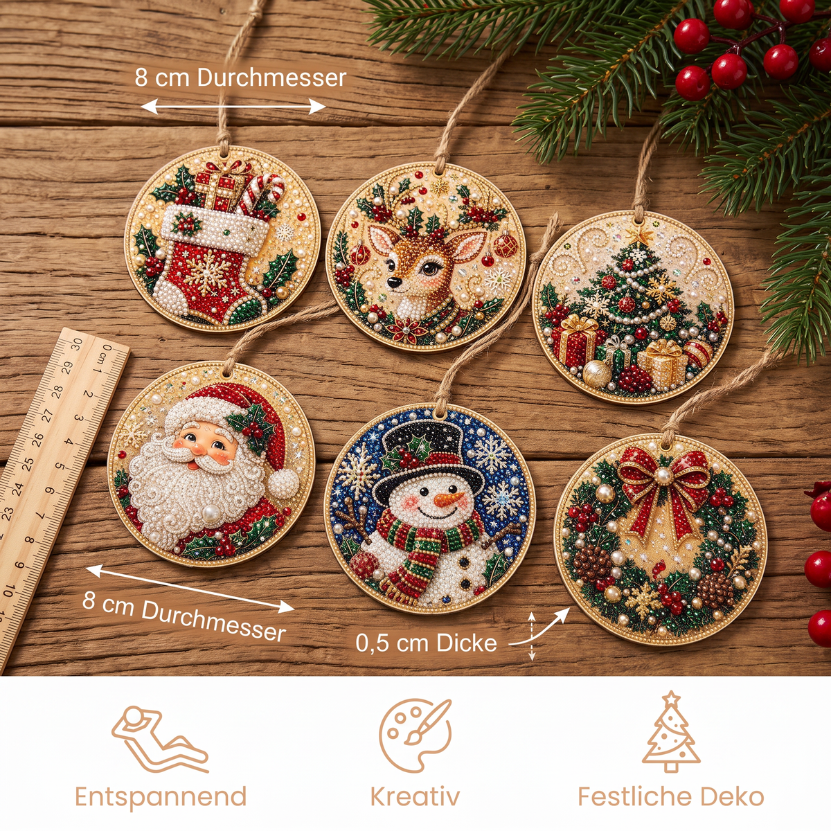 DIY-Weihnachts-Holzanhänger-Diamond-Painting-Set