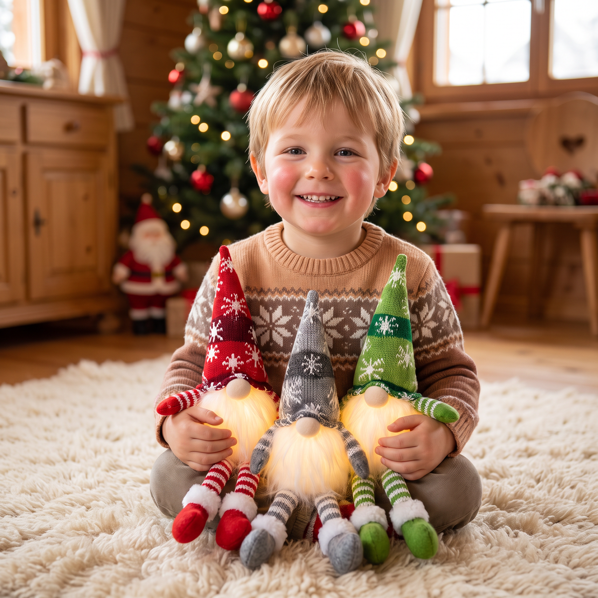 Leuchtende LED-Weihnachtswichtel-Dekorationen