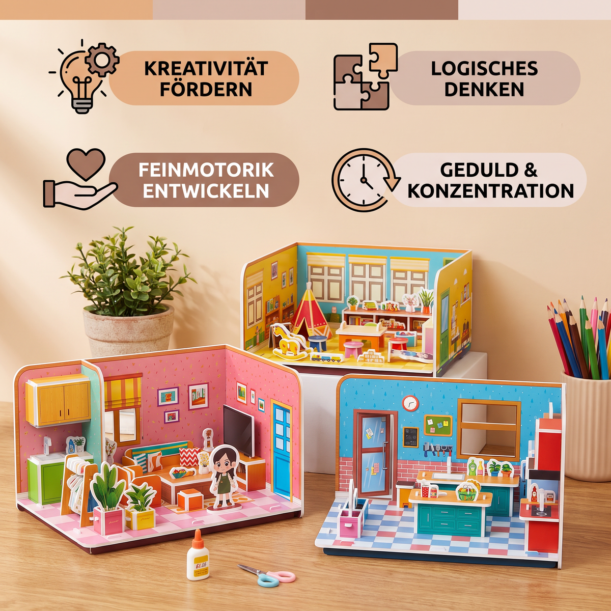 3D-DIY-Spielzimmer-Bauset – Pädagogisches Puzzle- & Bastelset
