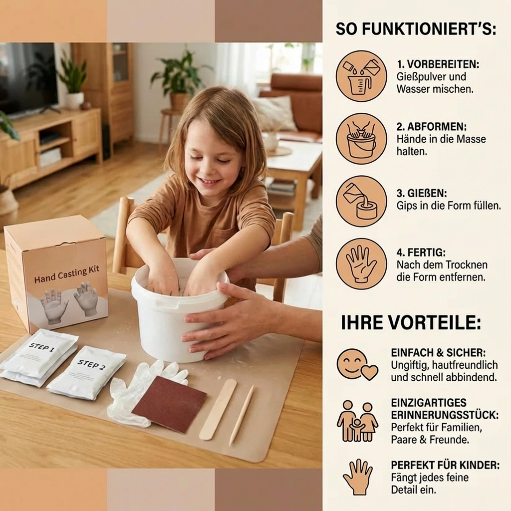 Handabdruck-Set für Familien & Paare – 3D Gips Erinnerungsset