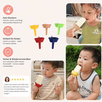 2er-Set Tropfsicherer Eis Halter für Kinder – Kleckerfreier Eisfänger mit Strohhalm