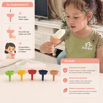2er-Set Tropfsicherer Eis Halter für Kinder – Kleckerfreier Eisfänger mit Strohhalm