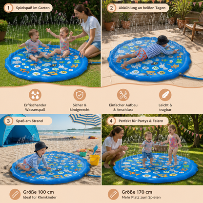 Aufblasbare Kinder-Wasserspielmatte mit Sprinkler – Outdoor Sprühspaß für Garten & Strand