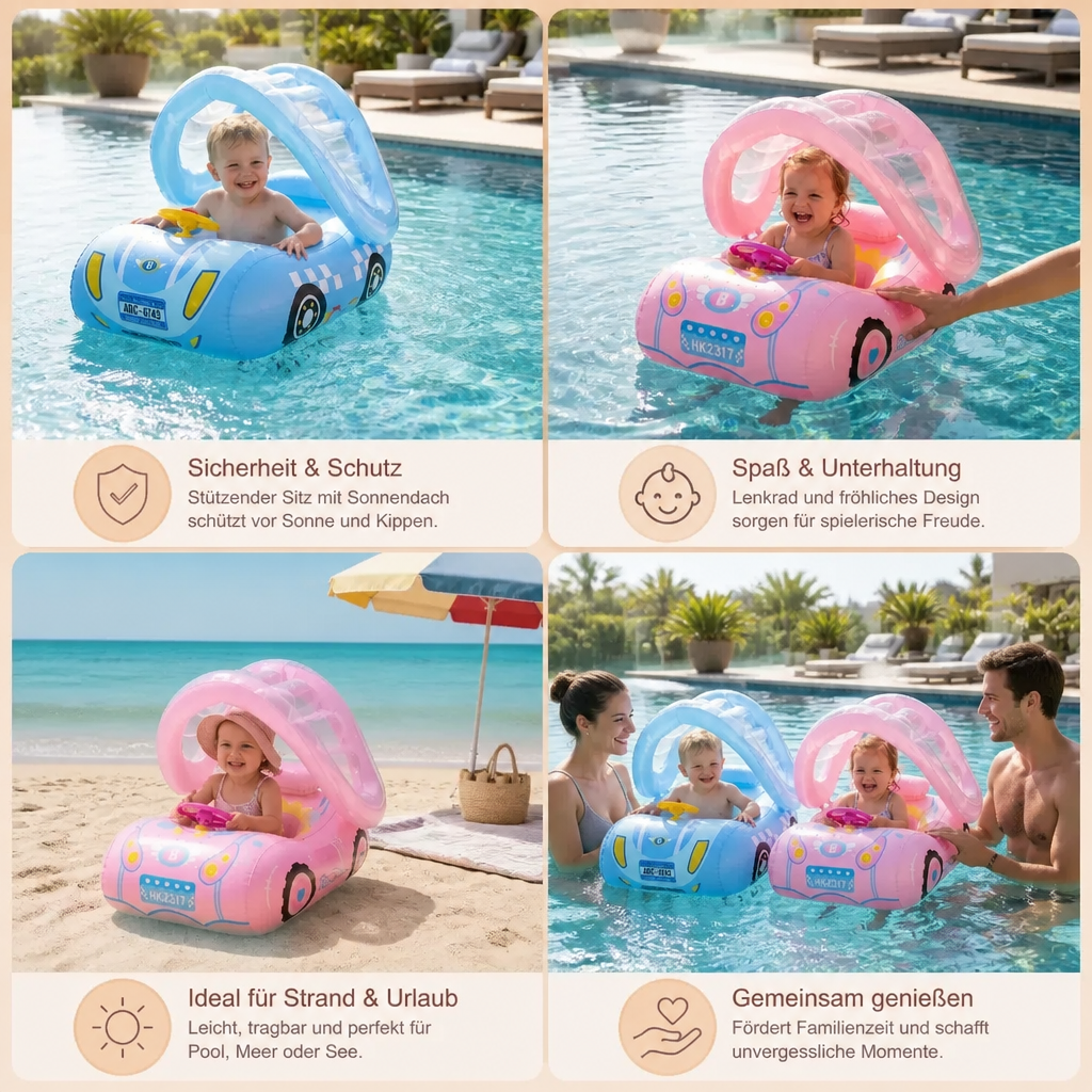 Aufblasbarer Baby Schwimmring Auto mit Sonnendach