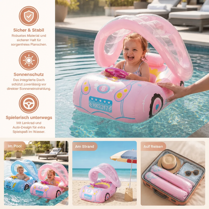 Aufblasbarer Baby Schwimmring Auto mit Sonnendach