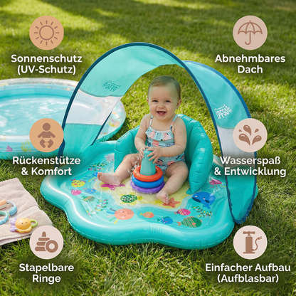 Aufblasbare Wasserspielmatte für Babys mit Sonnenschutz – Perfekt für den Sommer