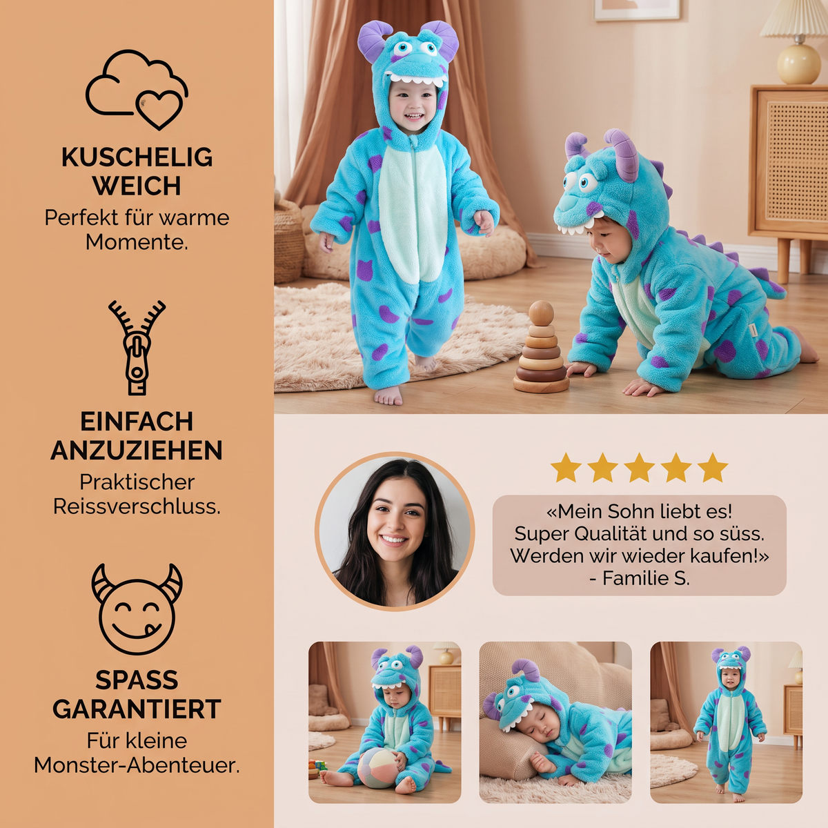 Kuscheliges flauschiges Kostüm für Babys & Kleinkinder