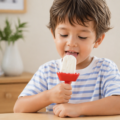 2er-Set Tropfsicherer Eis Halter für Kinder – Kleckerfreier Eisfänger mit Strohhalm