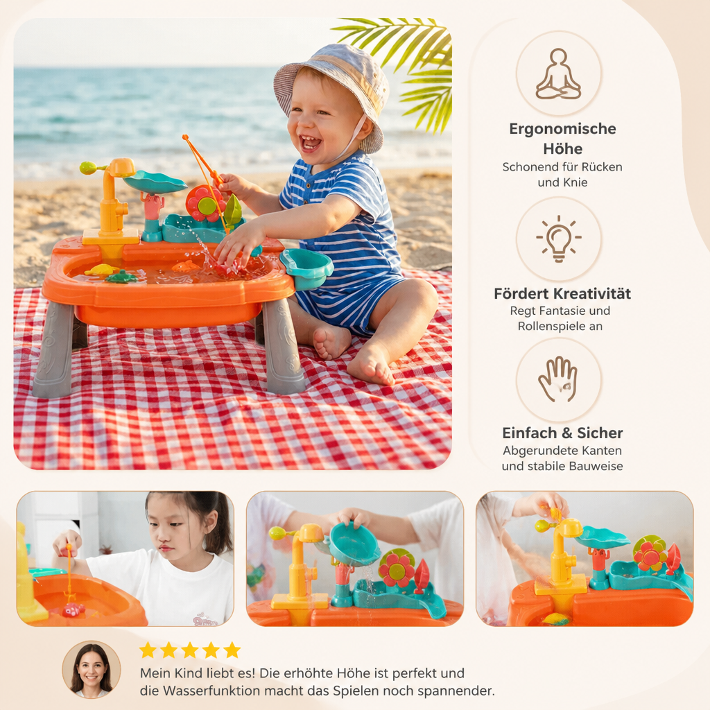 Ergonomisch Erhöhte Kinder-Spielküche mit elektrischer Wasserfunktion
