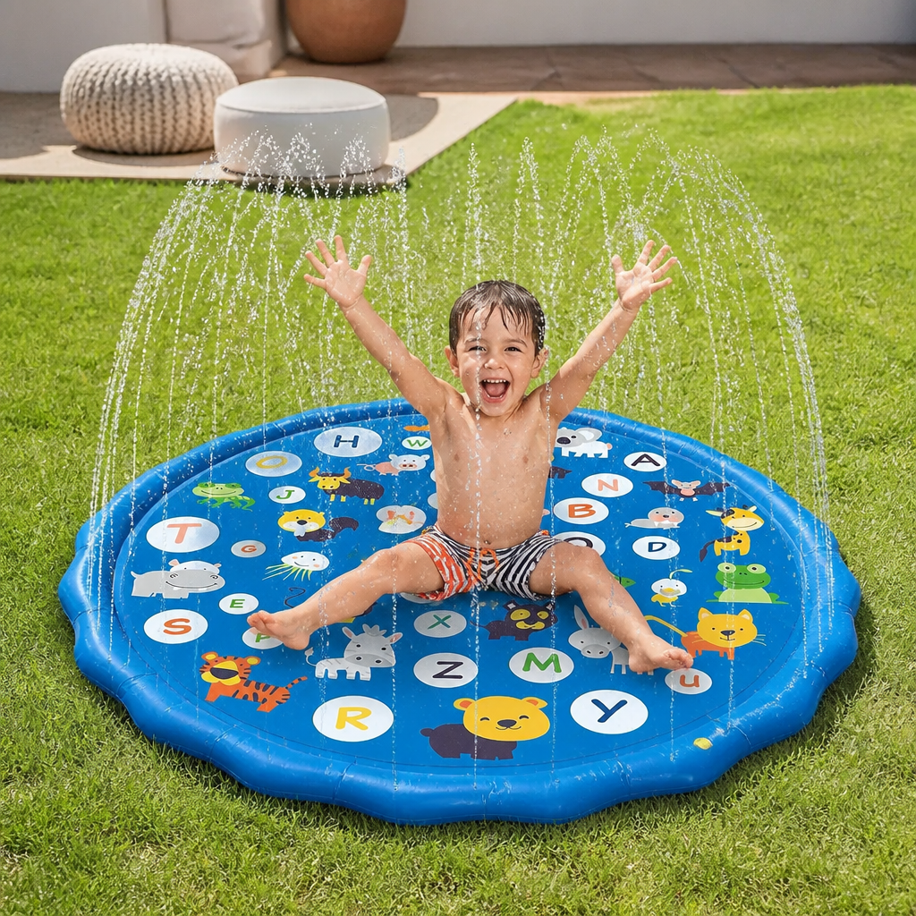 Aufblasbare Kinder-Wasserspielmatte mit Sprinkler – Outdoor Sprühspaß für Garten & Strand