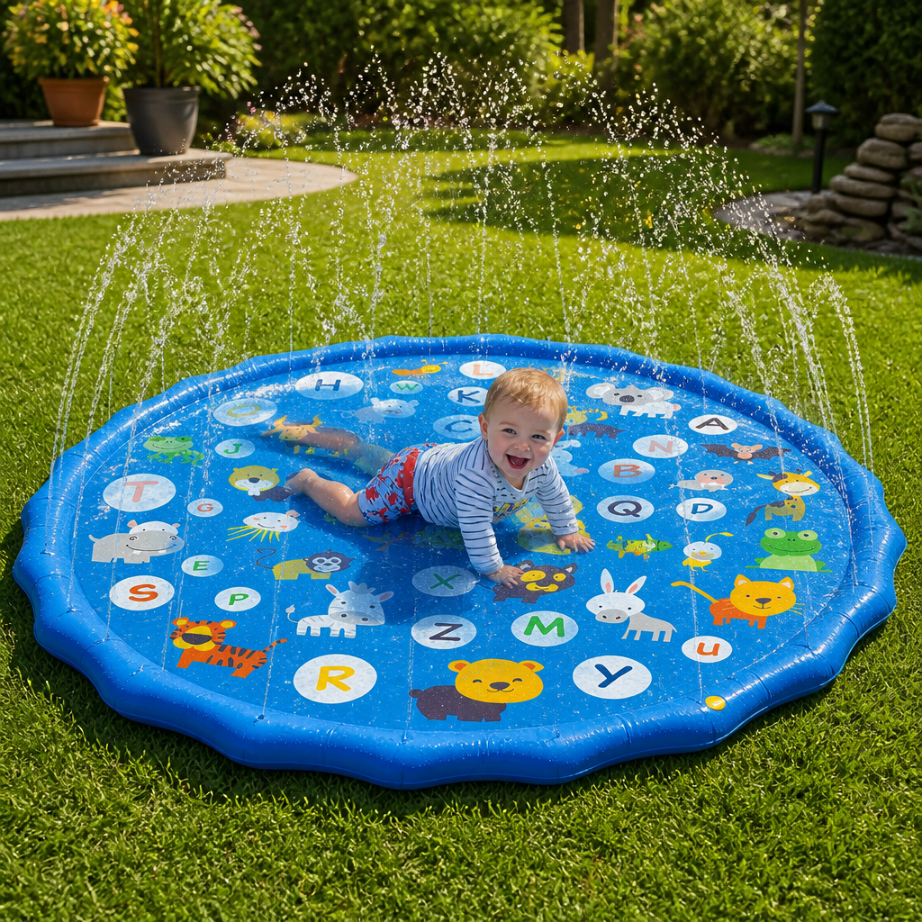 Aufblasbare Kinder-Wasserspielmatte mit Sprinkler – Outdoor Sprühspaß für Garten & Strand