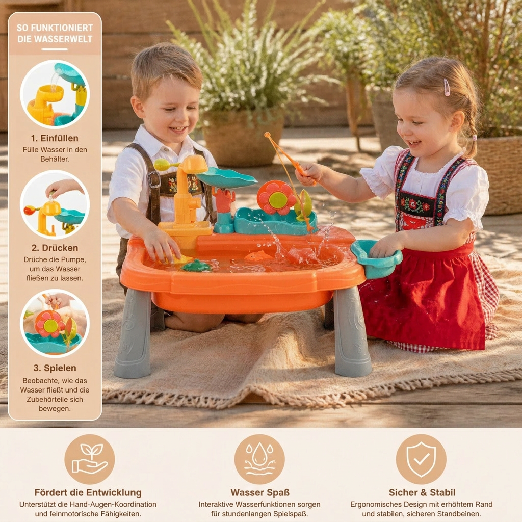 Ergonomisch Erhöhte Kinder-Spielküche mit elektrischer Wasserfunktion