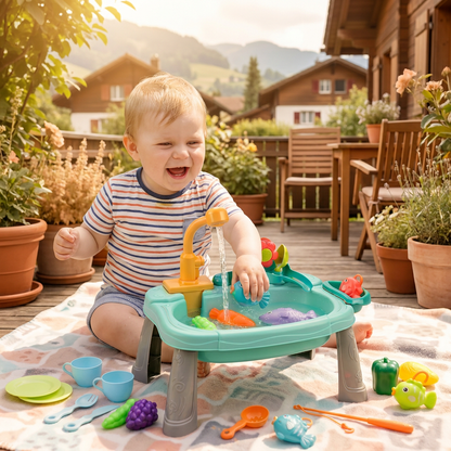Ergonomisch Erhöhte Kinder-Spielküche mit elektrischer Wasserfunktion