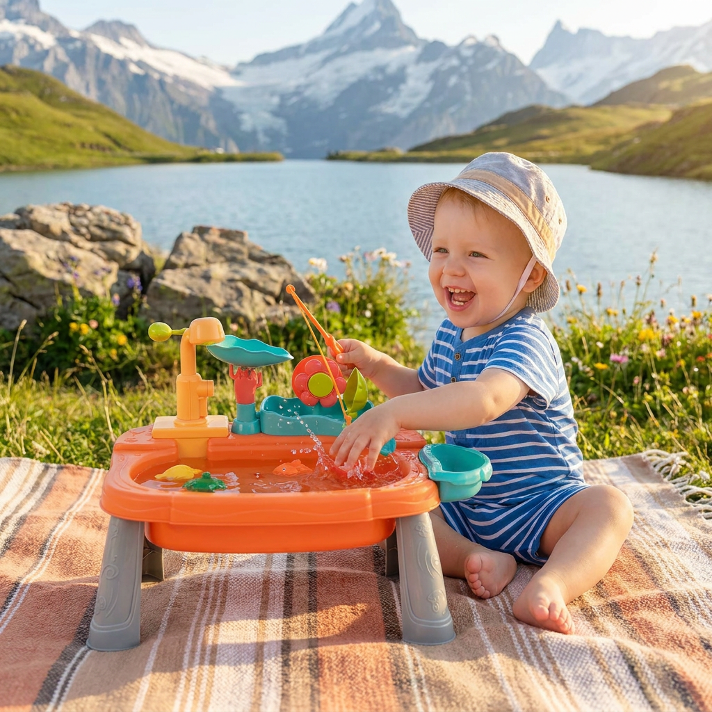 Ergonomisch Erhöhte Kinder-Spielküche mit elektrischer Wasserfunktion