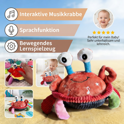 Interaktive Musikkrabbe mit Sprachfunktion – Bewegendes Lernspielzeug für Babys