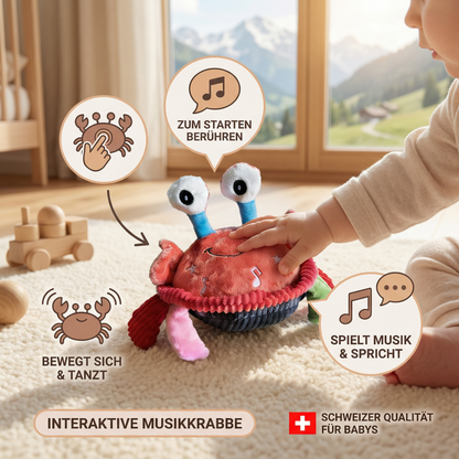 Interaktive Musikkrabbe mit Sprachfunktion – Bewegendes Lernspielzeug für Babys