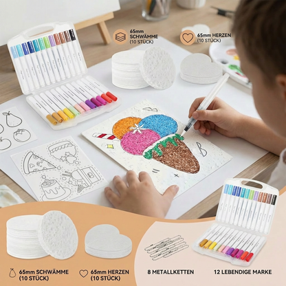 Kreatives Schwamm-Malset für Kinder – DIY Kunstset mit Bubble-Effekt