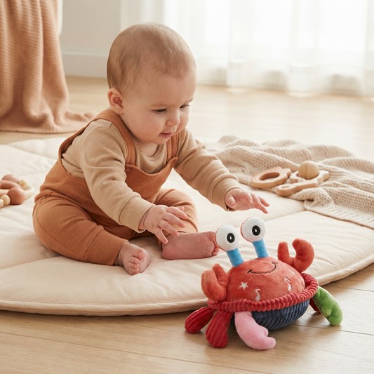Interaktive Musikkrabbe mit Sprachfunktion – Bewegendes Lernspielzeug für Babys