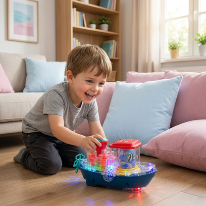 Leuchtendes Zahnradboot – Musikalisches elektrisches Spielzeugboot für Kinder