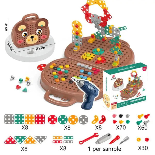 Bohrspielset für Kinder ⎜ Lernwerkzeugkasten mit Elektroschrauber zum Bauen und Rollenspielen
