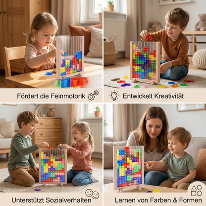 3D Farben Baustein Puzzle mit Holzrahmen – Pädagogisches Montessori Lernspiel