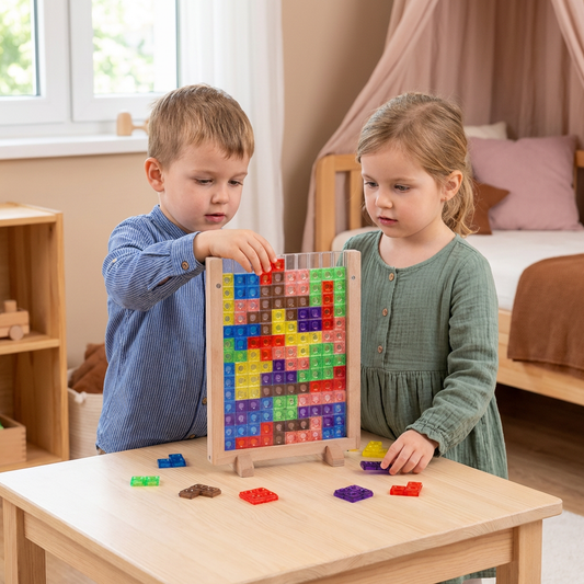 3D Farben Baustein Puzzle mit Holzrahmen – Pädagogisches Montessori Lernspiel