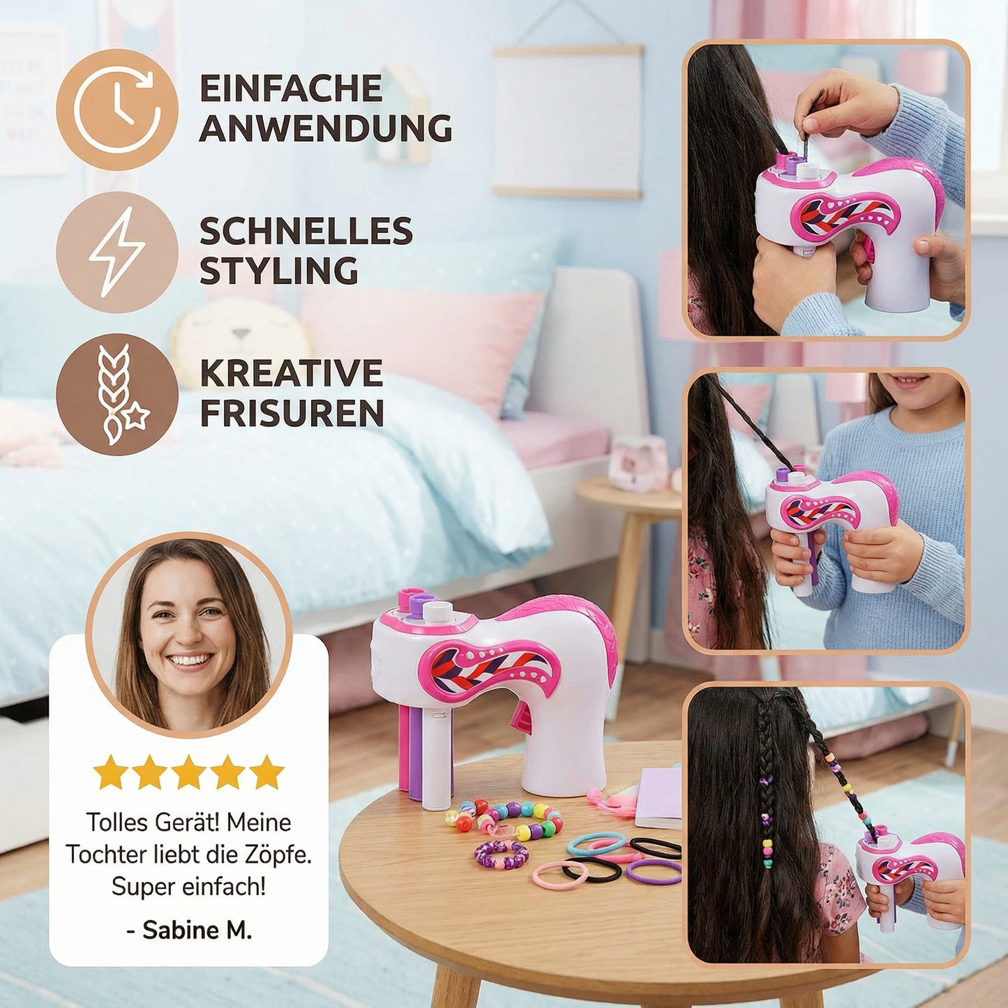 Automatisches Haarflechtgerät für Kinder – Einfaches DIY Styling Tool