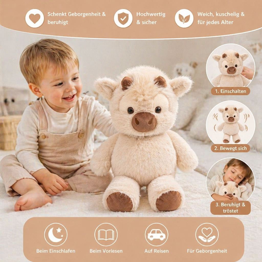 Laufendes Kälbchen - Weiches Cartoon-Plüschtier & Beruhigungshelfer für Kinder