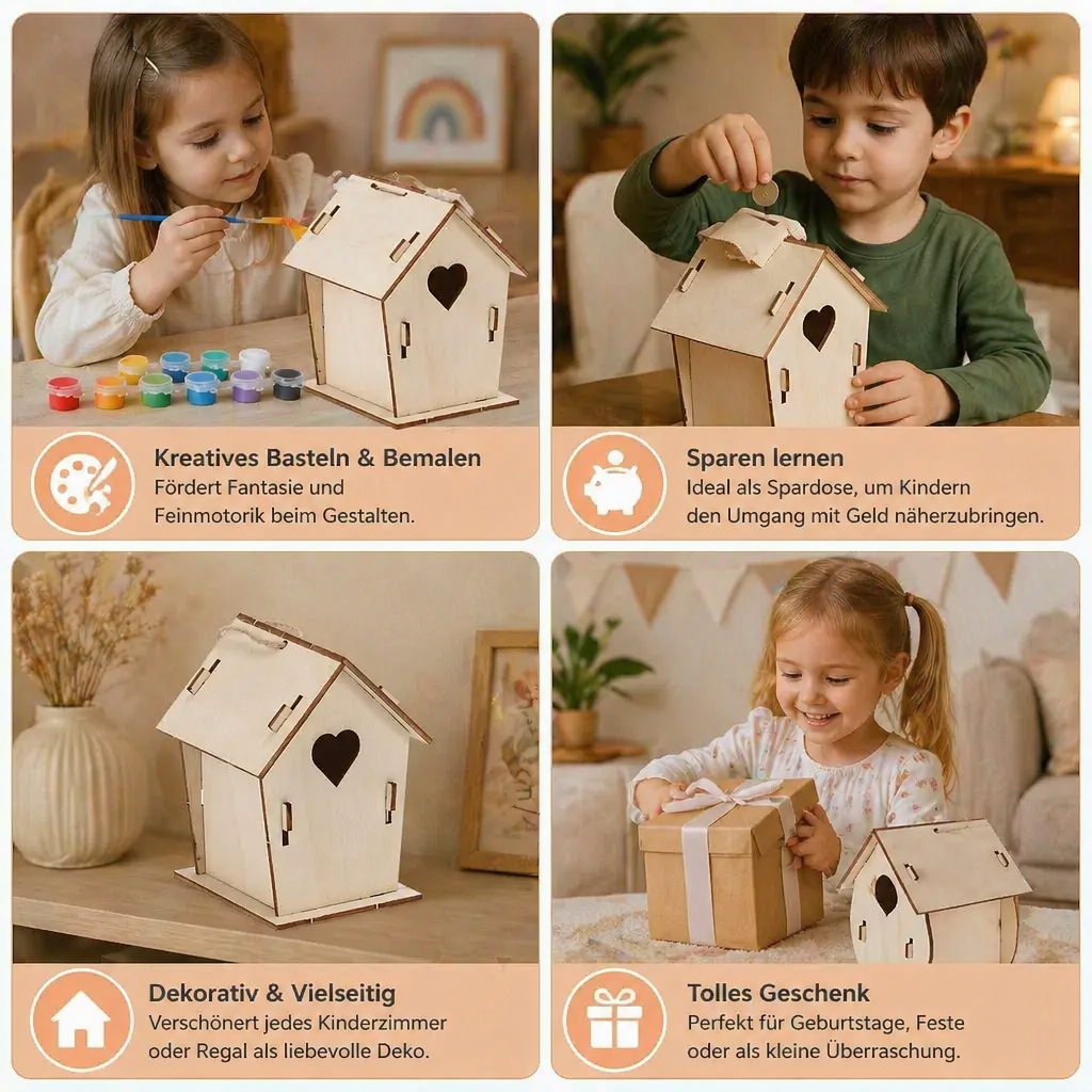 Buntes Vogelhaus Bastel- & Malset für Kinder