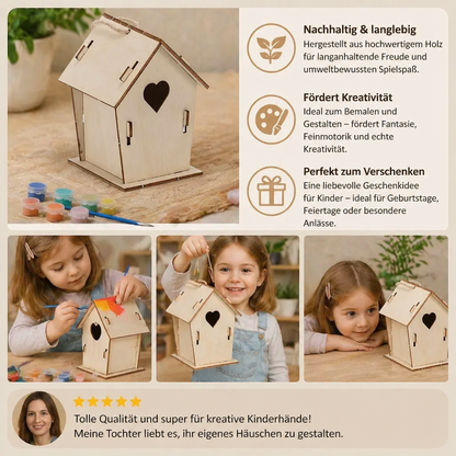Buntes Vogelhaus Bastel- & Malset für Kinder