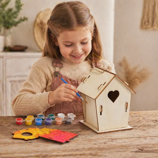 Buntes Vogelhaus Bastel- & Malset für Kinder