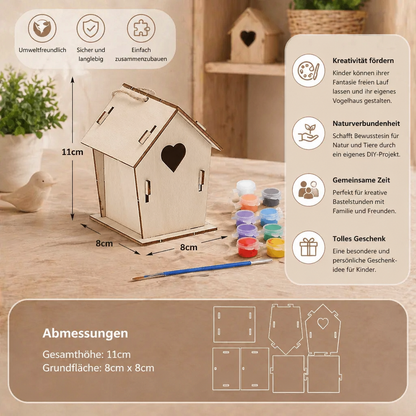 Buntes Vogelhaus Bastel- & Malset für Kinder