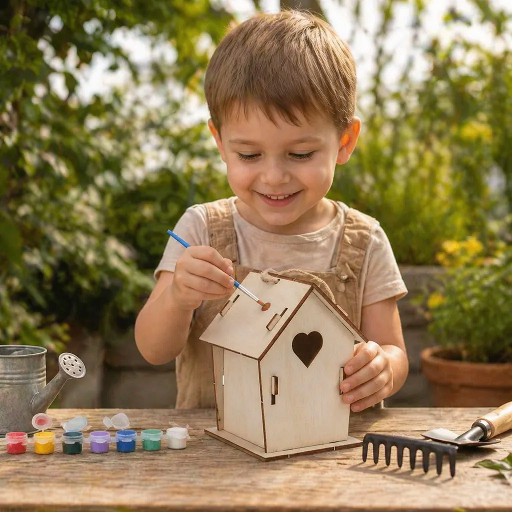 Buntes Vogelhaus Bastel- & Malset für Kinder