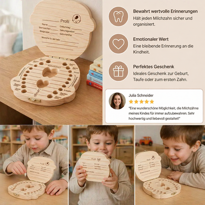 Holz Zahnbox für Kinder – Milchzahn Aufbewahrung & Erinnerungsbox