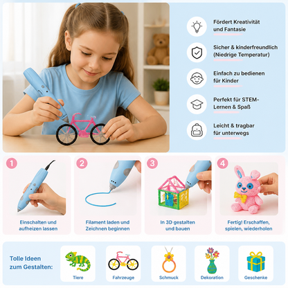 3D-Stift-Set für Kinder mit niedriger Temperatur – Sicheres DIY-STEM-Zeichenset