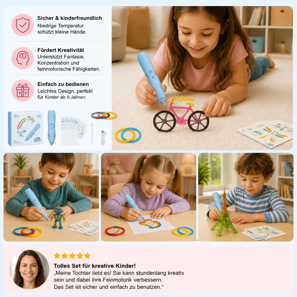 3D-Stift-Set für Kinder mit niedriger Temperatur – Sicheres DIY-STEM-Zeichenset