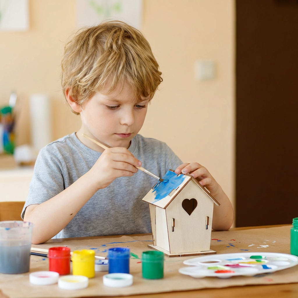 Buntes Vogelhaus Bastel- & Malset für Kinder