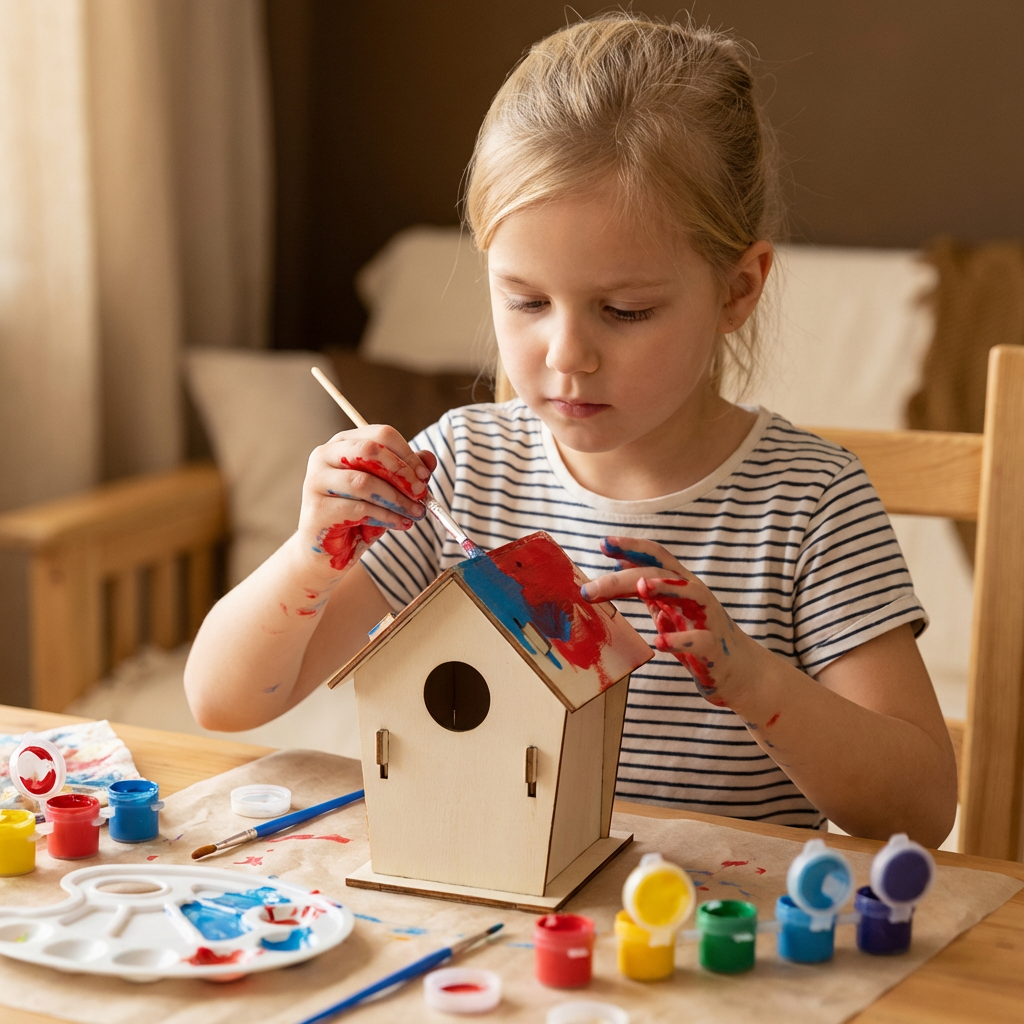 Buntes Vogelhaus Bastel- & Malset für Kinder