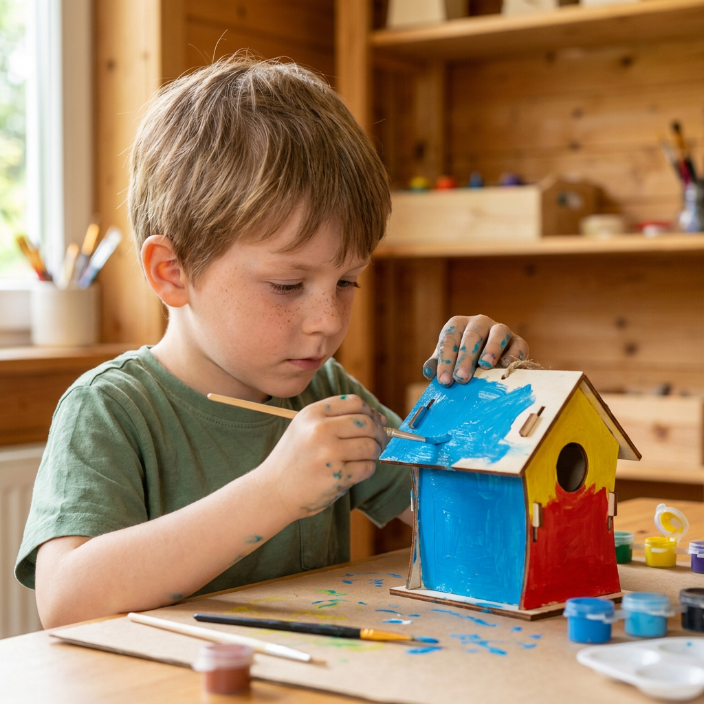 Buntes Vogelhaus Bastel- & Malset für Kinder