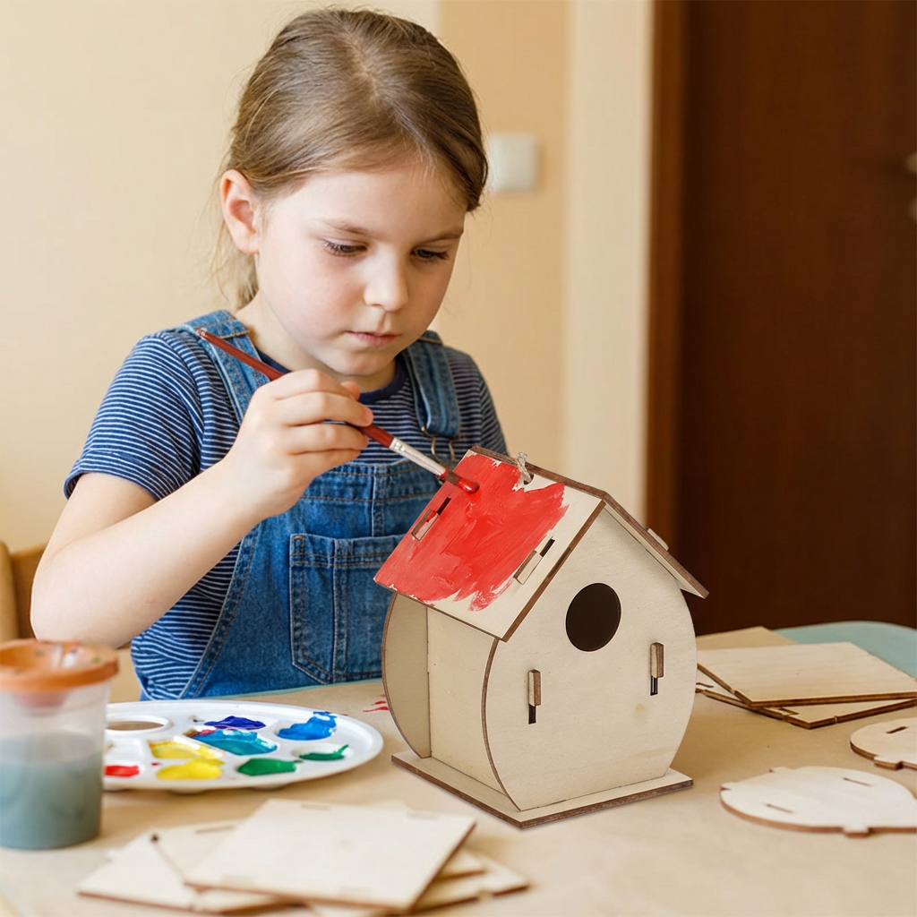 Buntes Vogelhaus Bastel- & Malset für Kinder