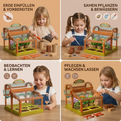 LED Kinder-Gewächshaus aus Acryl – Indoor Pflanzset für spielerisches Lernen & Pflanzenzucht