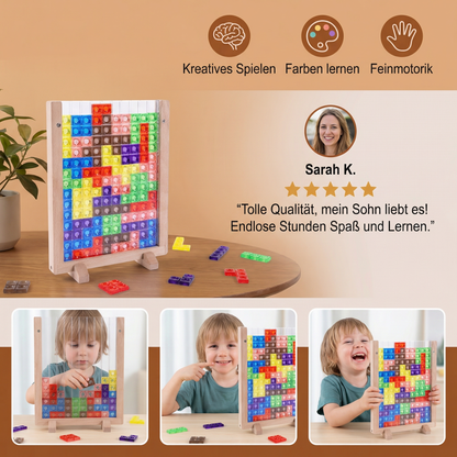 3D Farben Baustein Puzzle mit Holzrahmen – Pädagogisches Montessori Lernspiel
