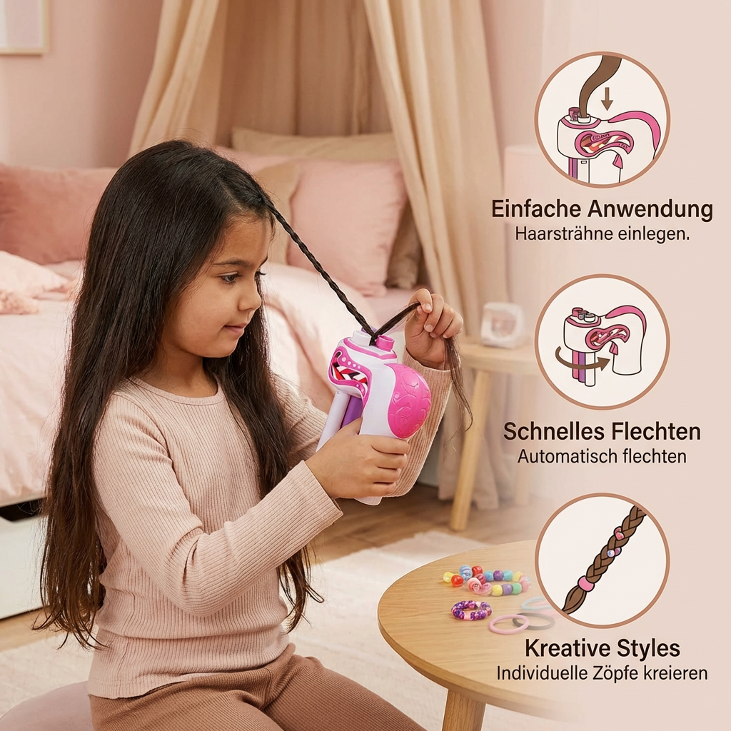 Automatisches Haarflechtgerät für Kinder – Einfaches DIY Styling Tool