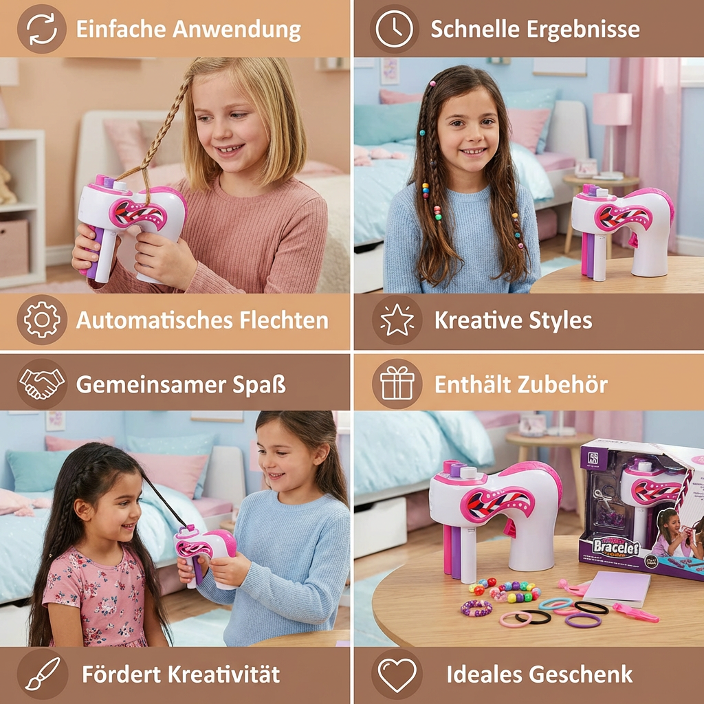 Automatisches Haarflechtgerät für Kinder – Einfaches DIY Styling Tool