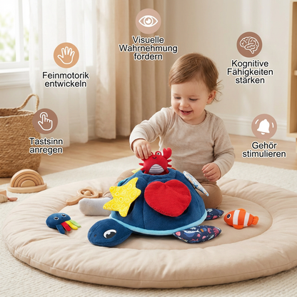 Montessori Schildkröten Entdecker-Spielzeug – Weiches Sensorik-Stoffspiel für Babys