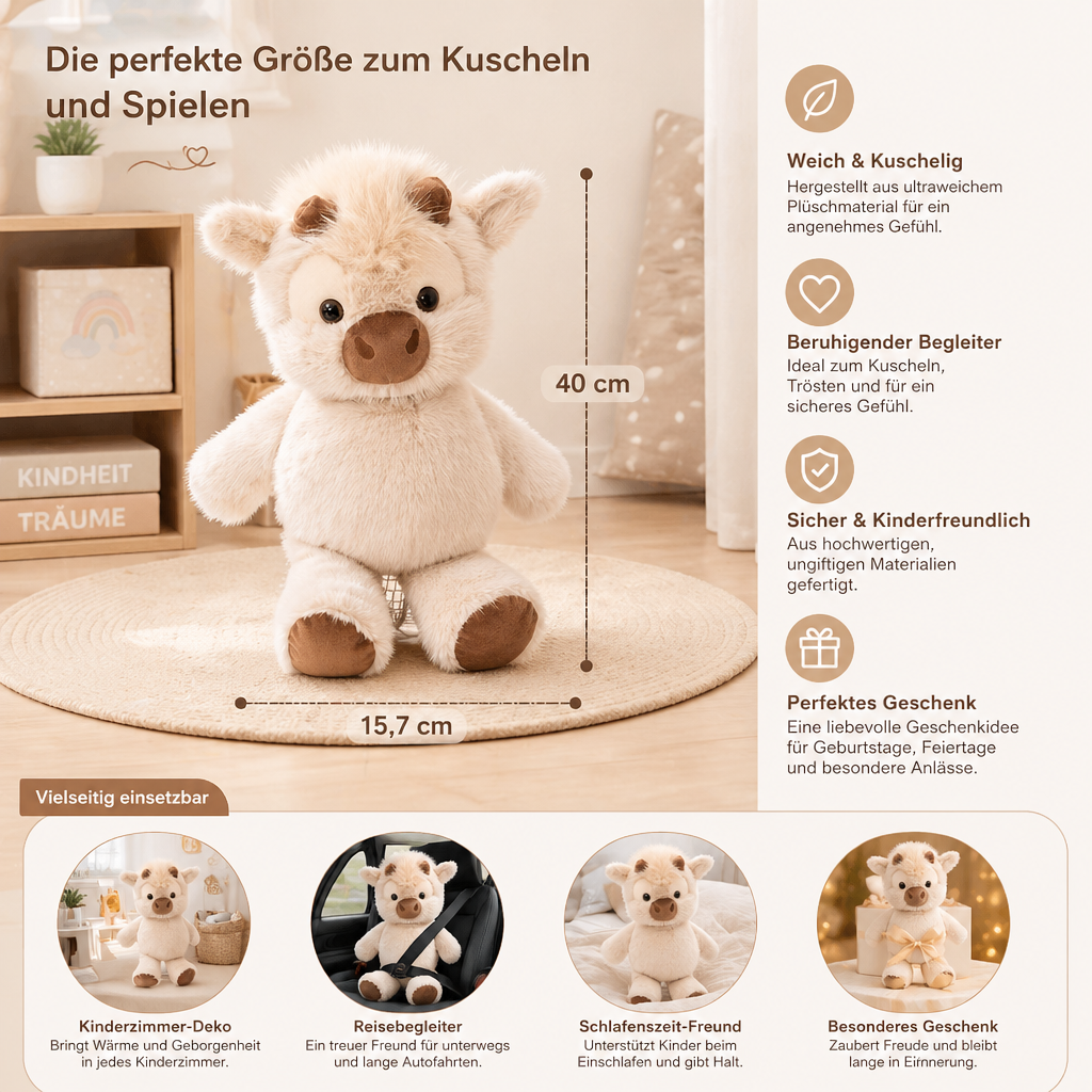 Laufendes Kälbchen - Weiches Cartoon-Plüschtier & Beruhigungshelfer für Kinder