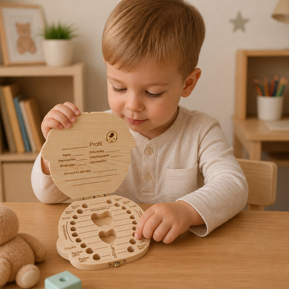 Holz Zahnbox für Kinder – Milchzahn Aufbewahrung & Erinnerungsbox