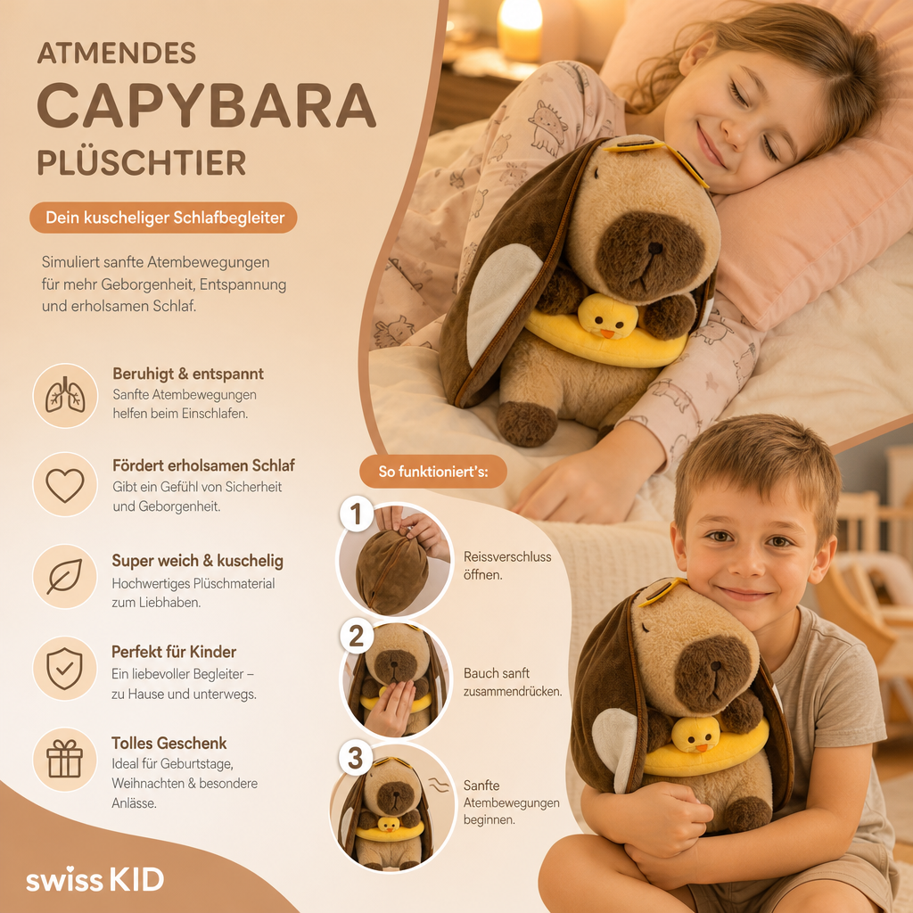 Atmendes Capybara-Plüschtier – Weicher & kuscheliger Schlafbegleiter